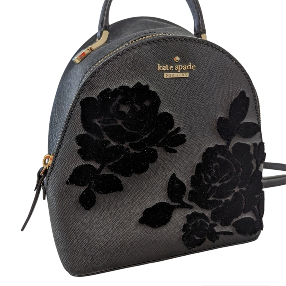 LIKE NEW ⭐ Kate Spade Floral Velvet Mini Purse Backpack - Picture 4 of 6